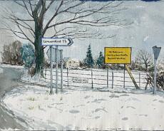 DSC02209 M40 construction near Lapworth Jan 1988. Original painting by Arthur Lockwood